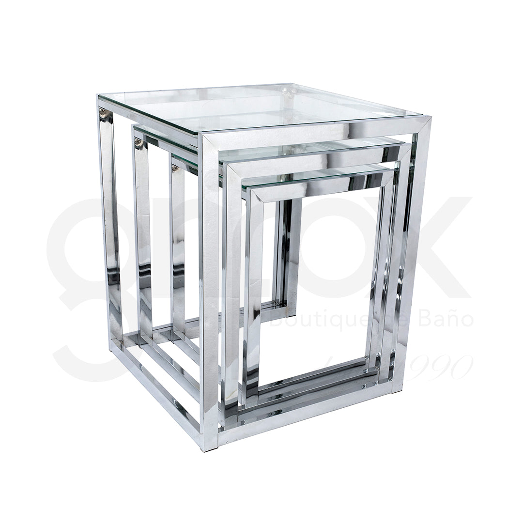 Set *3 De Mesas Auxiliaes Cromo