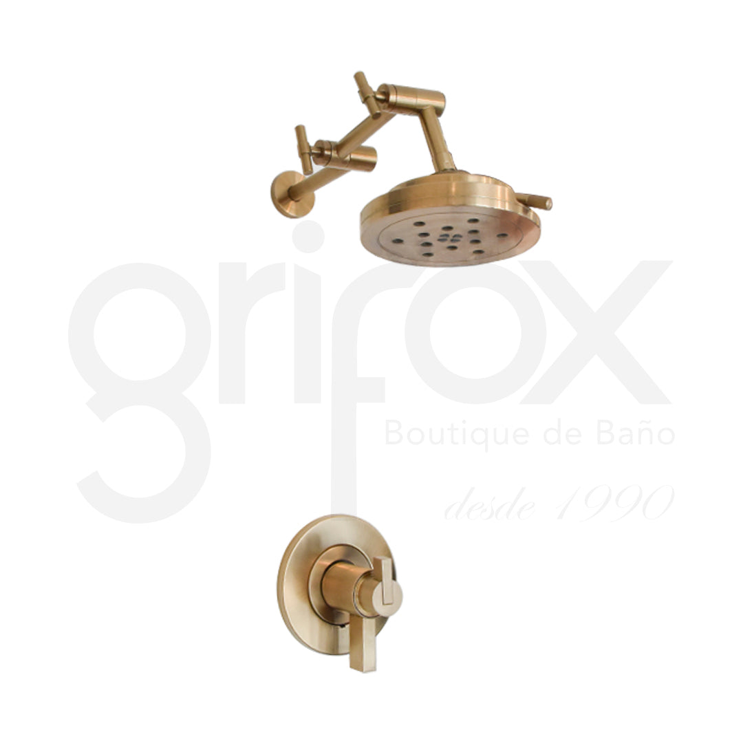 Mezclador Termostatico C/Cabeza 8" Y Tubo 16" Oro Litze