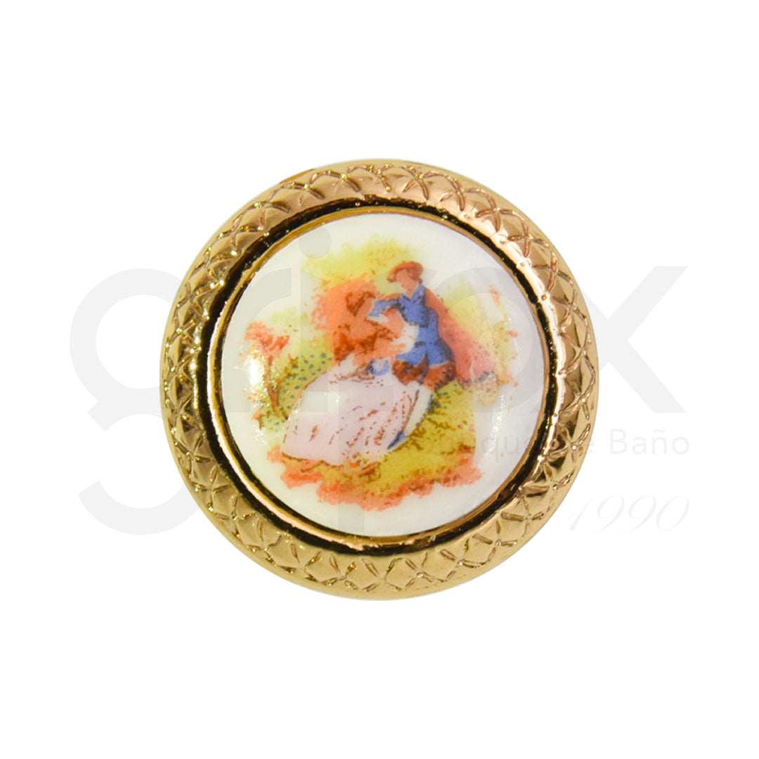 Boton Porcelana Decorada 25Mm