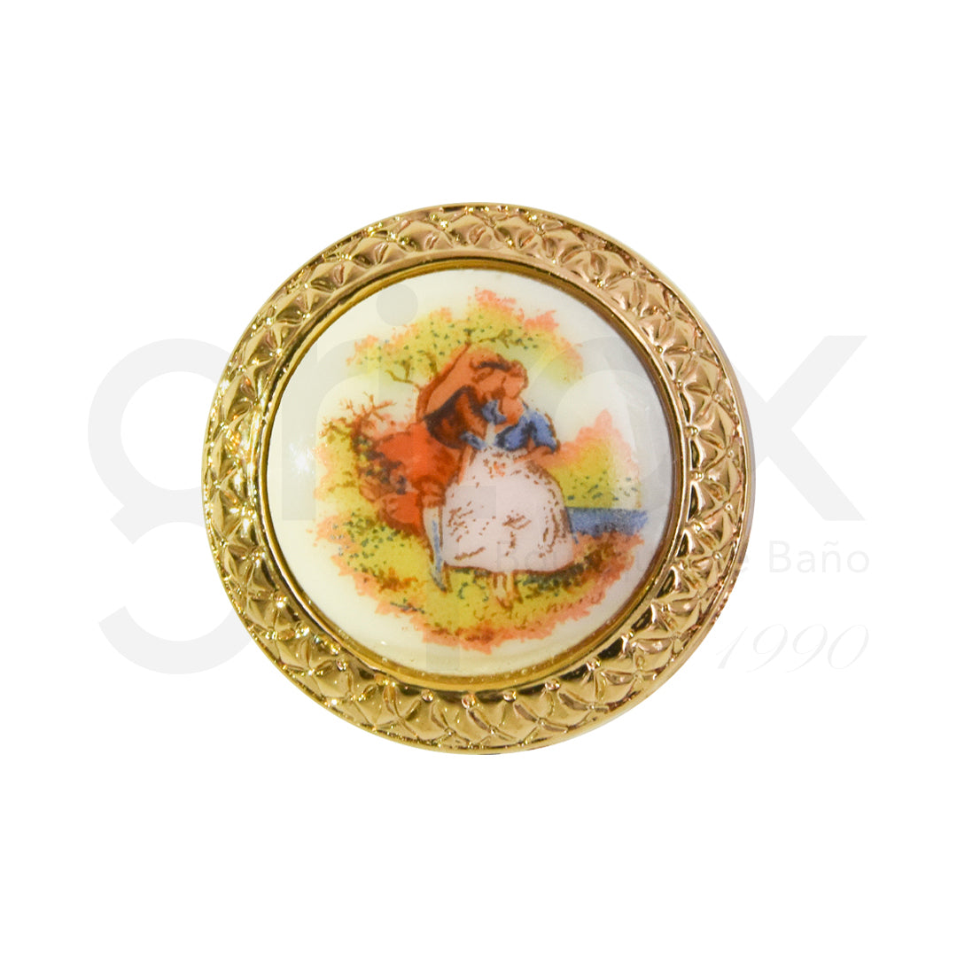 Boton Porcelana Decorada 25Mm
