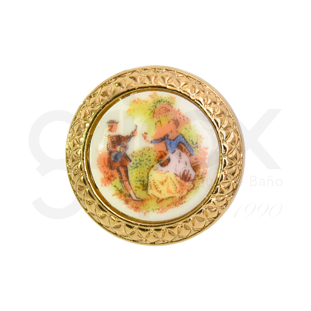 Boton Porcelana Decorada 25Mm