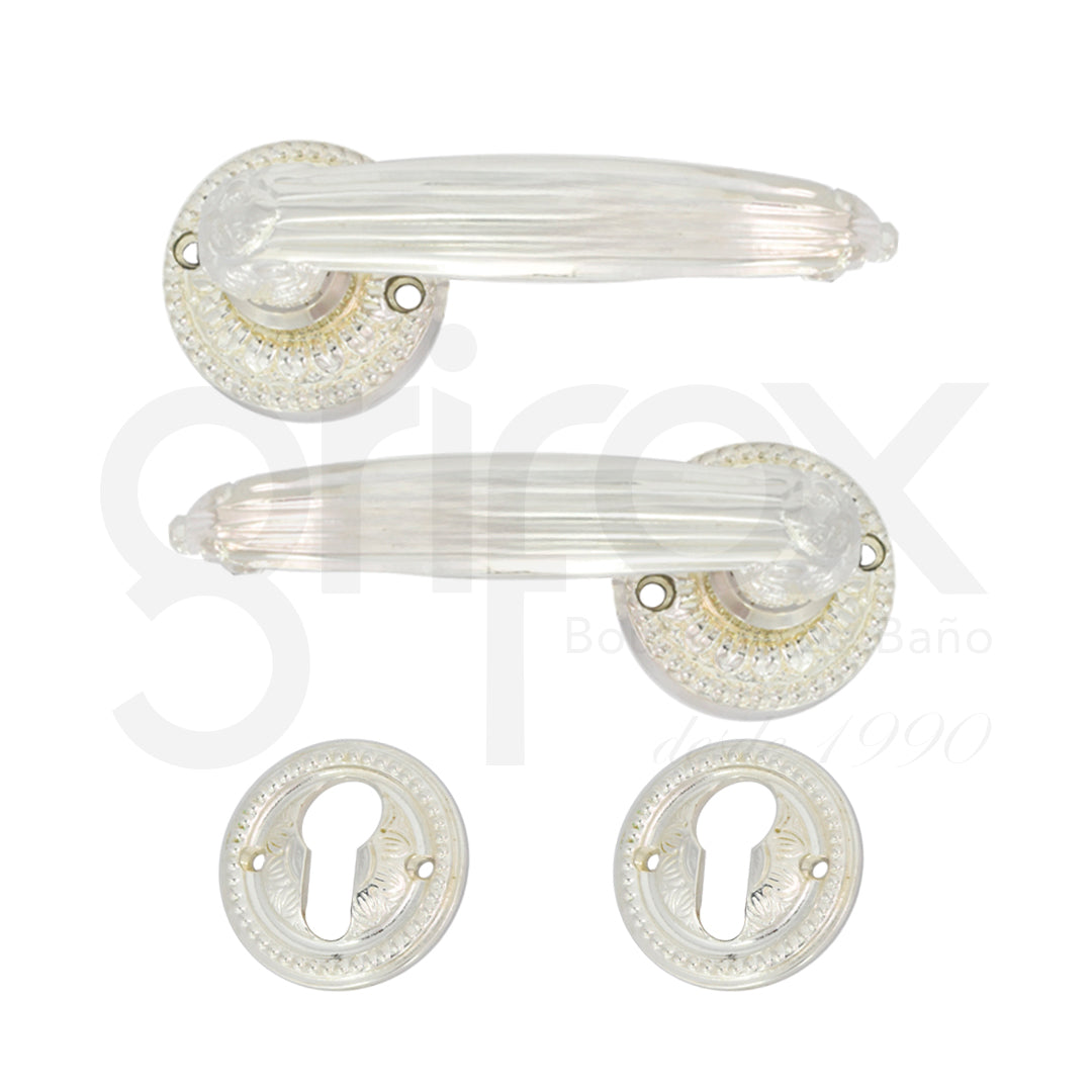 Juego De Manijas Clasicas De Paso Con Escudo Redondo / Incluye Bocallave