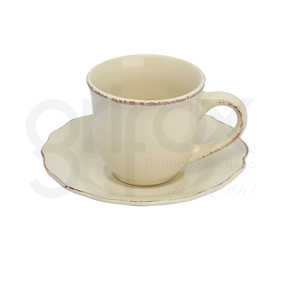 Set De Pocillos Con Plato X6 Blanco