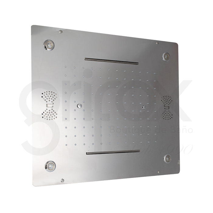 Cabeza De Ducha Rectangular Con Cascada Hidrojet Y Bluetooth Y Cromoterapia58X50Cm