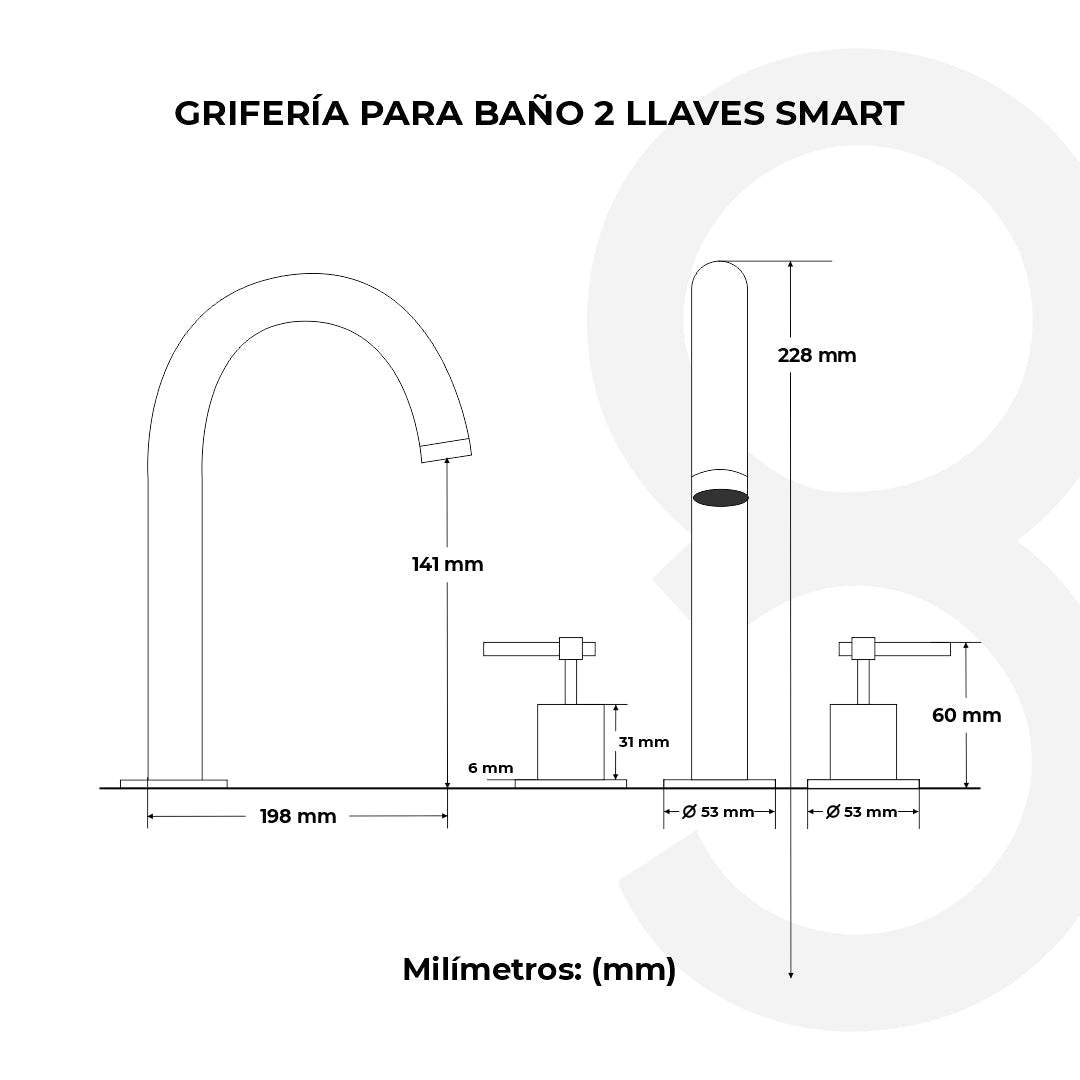 Grifería Para Lavamanos 8" Smart