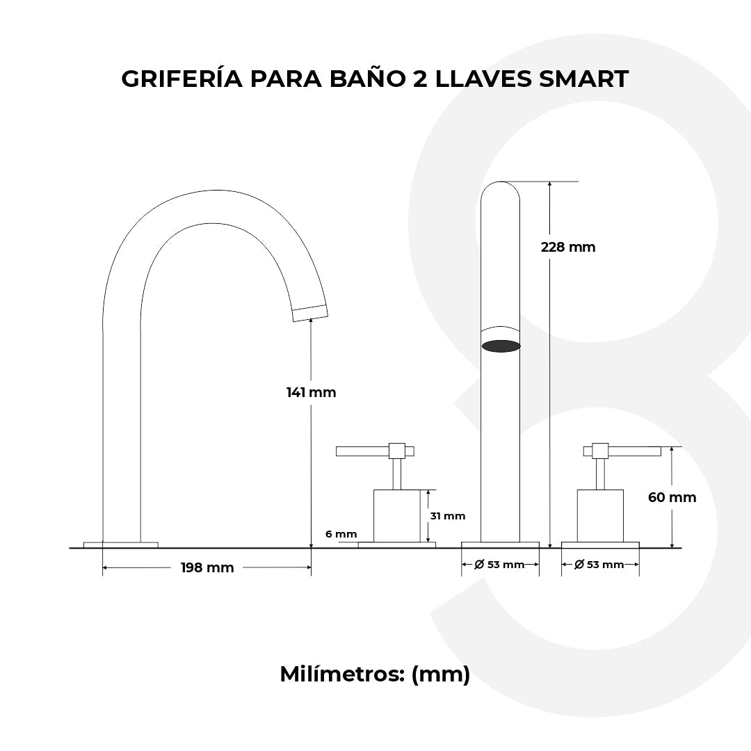 Grifería Para Lavamanos 8" Smart