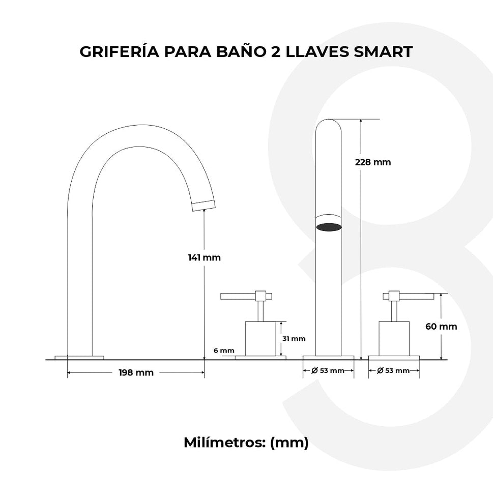 Grifería Para Lavamanos 8" Smart