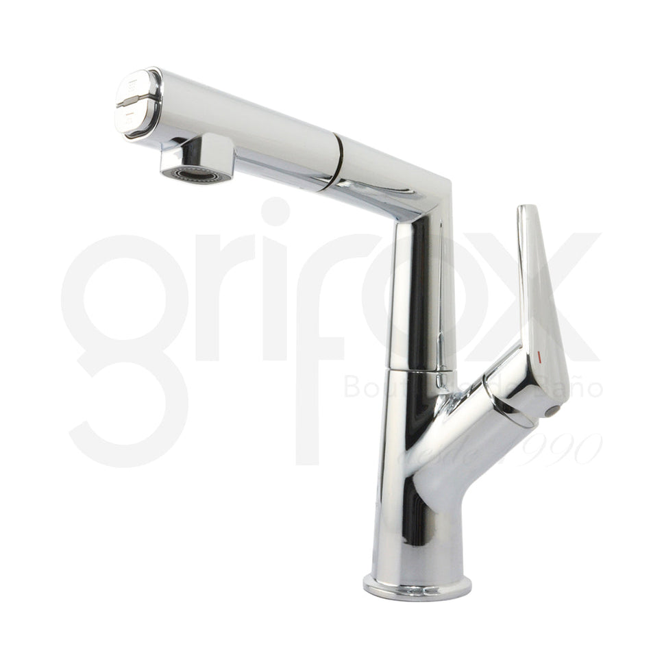 Grifería De Cocina Monocontrol Baja Con Manguera Extraíble