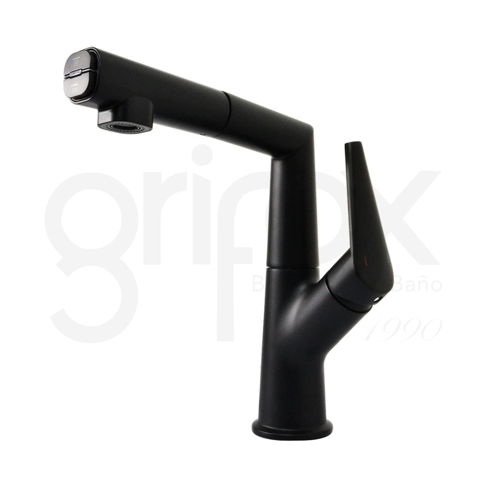 Grifería De Cocina Monocontrol Baja Con Manguera Extraíble