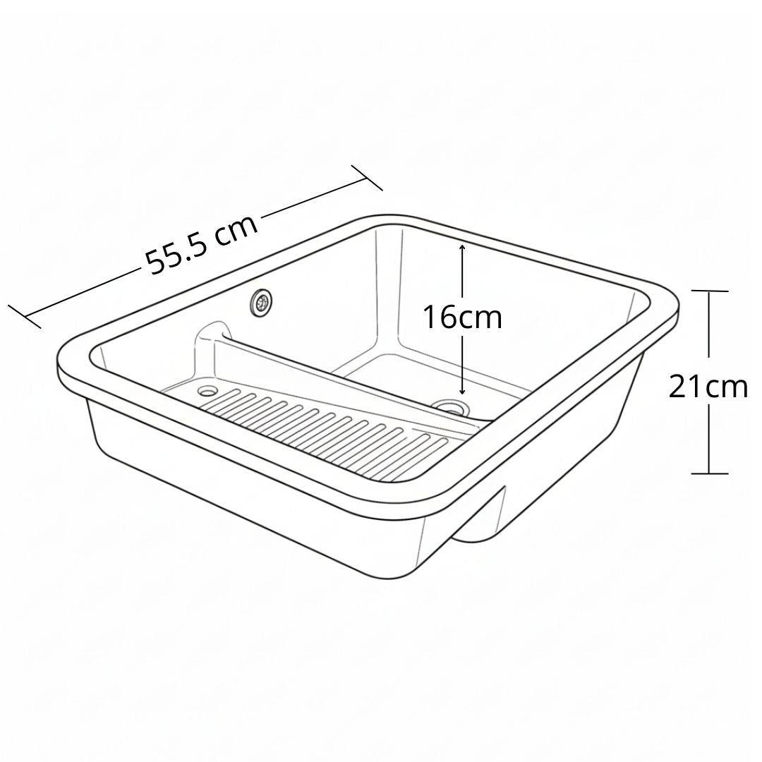 Lavadero En Porcelana Bajo Poner 55X40X22Cm