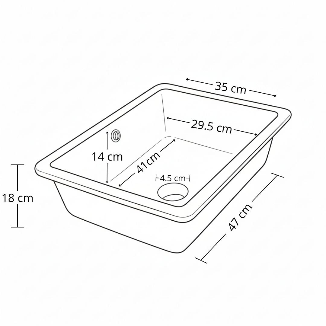 Poceta Lavamanos Incrustar 46X35X18Cm