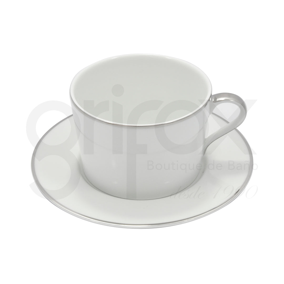 Pocillo Con Plato 37Cl Blanco Plata