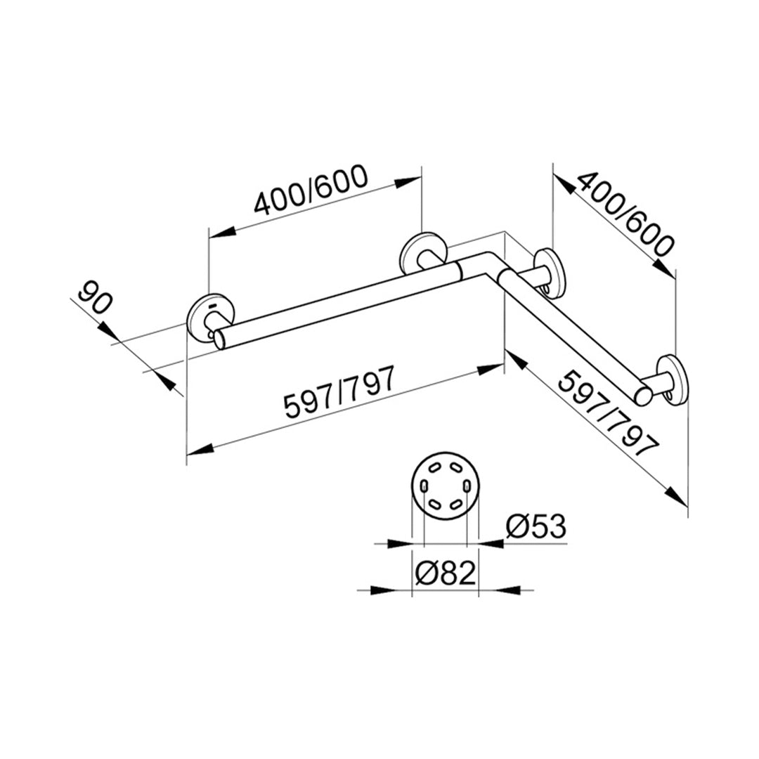 Barra De Seguridad 400Mm  X 400Mm/ Grab Bar Plan Care