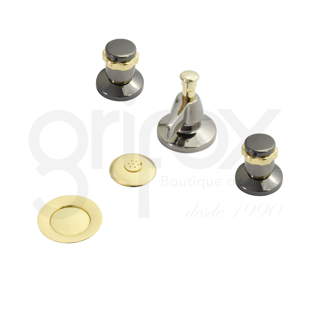 Griferia Bidet 3 Huecos Con Ducha Desague Desviador