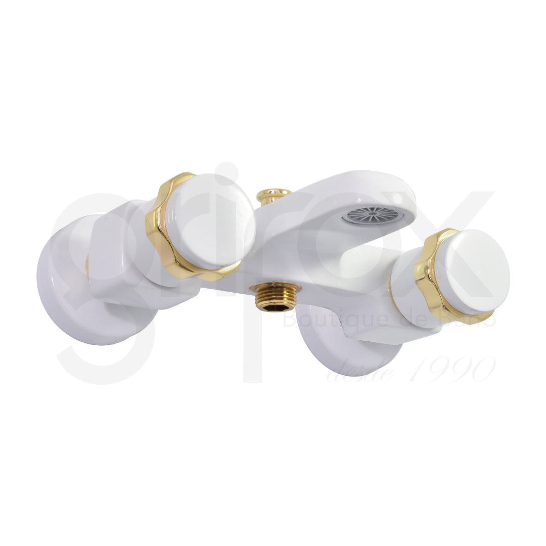 Mezclador De Dos Mandos Con Salida Para Tina Y Conexión A Ducha Teléfono