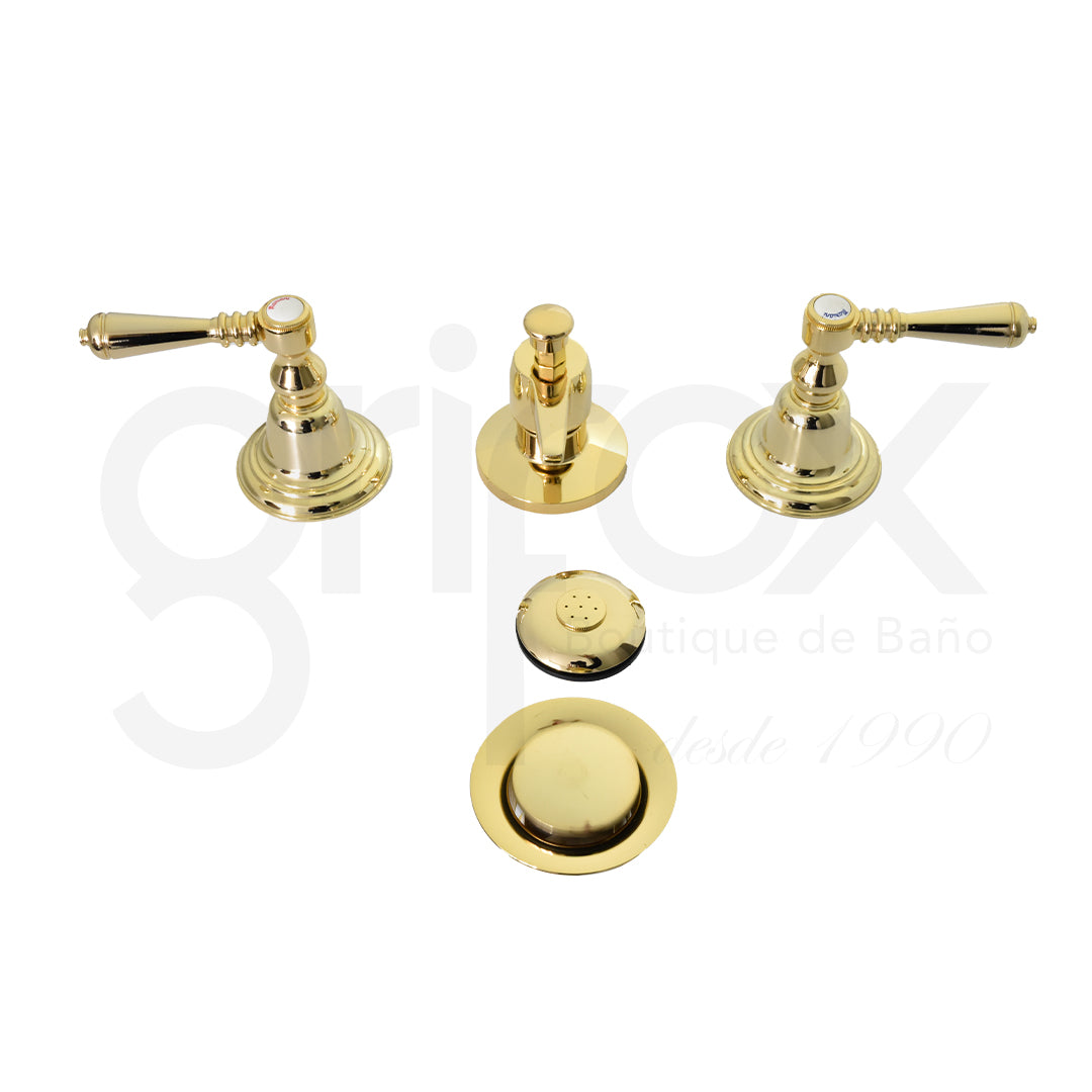 Grifería Bidet 3 Huecos Con Ducha Desagüe Desviador