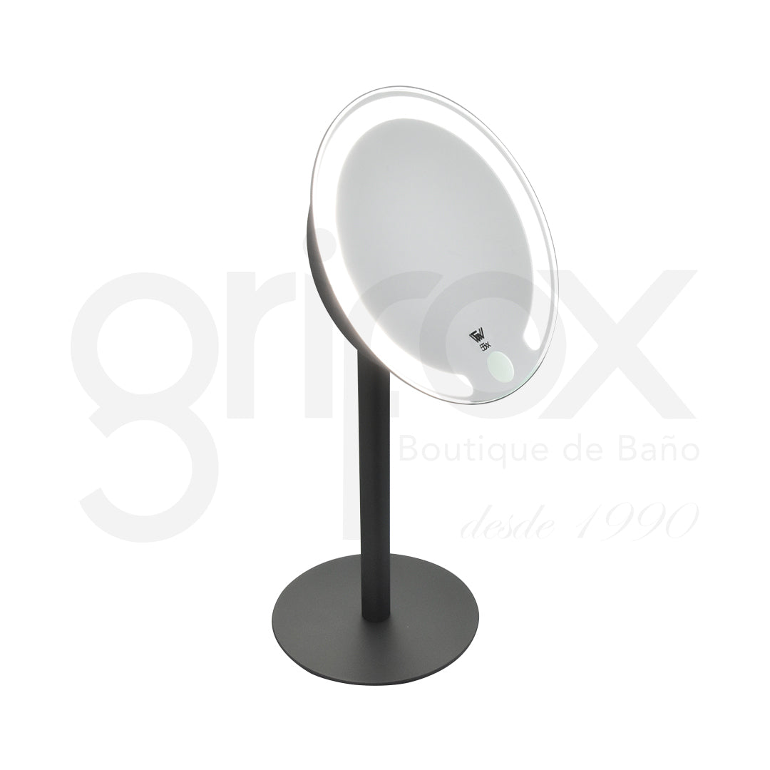 Espejo De Mesa Recargable 5X Con Luz Calida/Fría