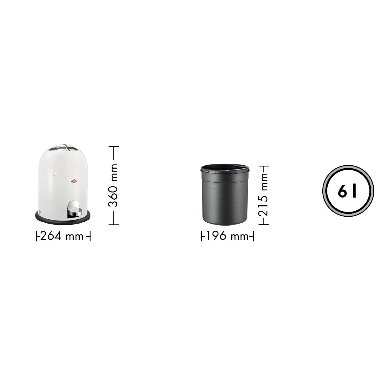 Papelera Redonda Con Pedal De 6 Lt