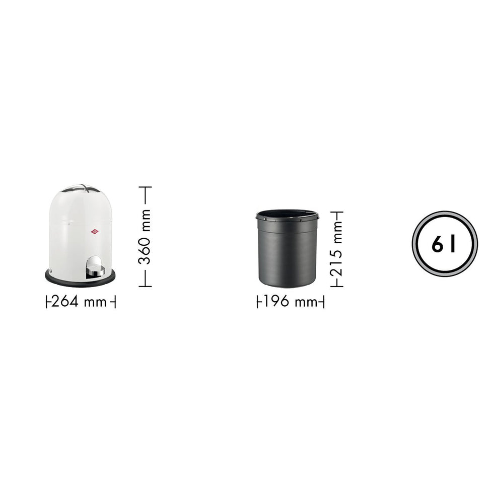 Papelera Redonda Con Pedal De 6 Lt