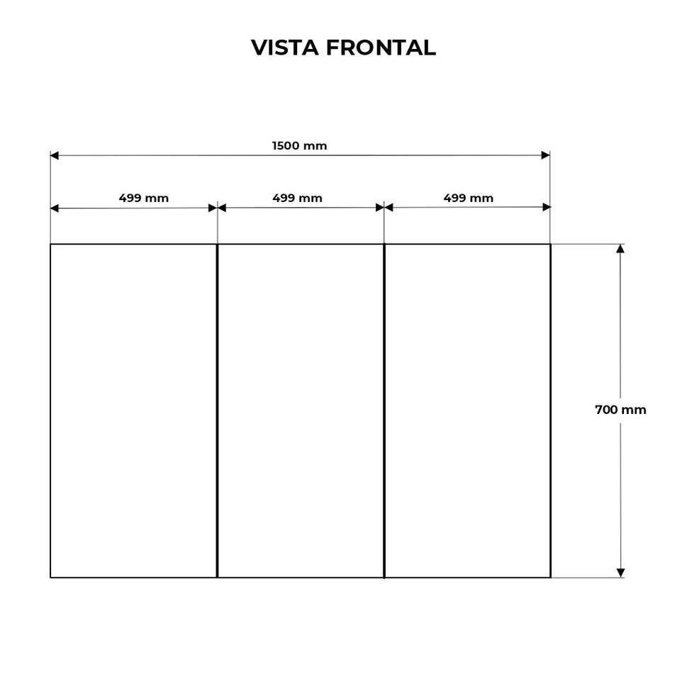Gabinete Con Luz 1500 X700 Mm 3 Puertas, 6 Repisas En Vidrio