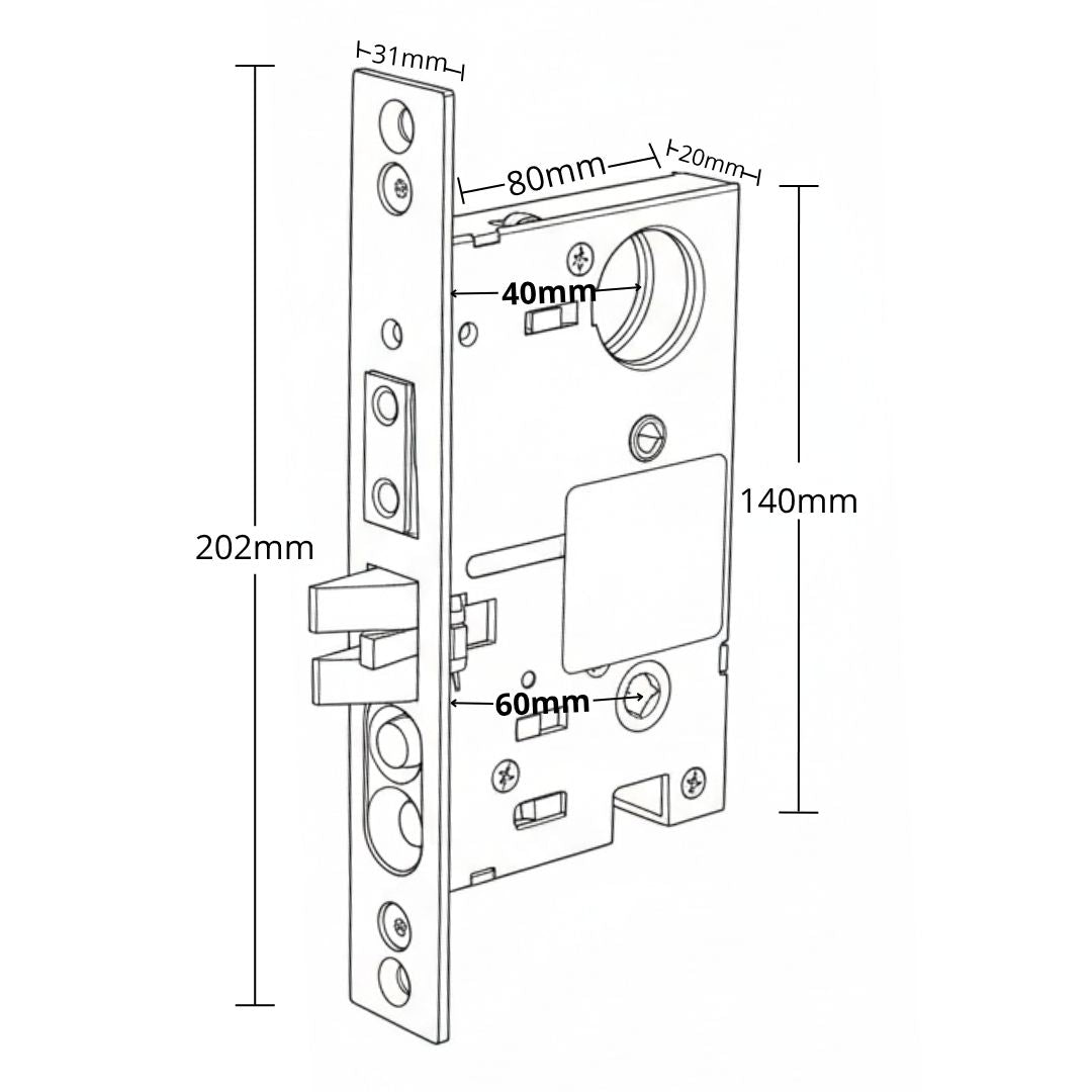 Mecanismo Cerradura Entrada Principal Sin Cilindro Sin Lengueta