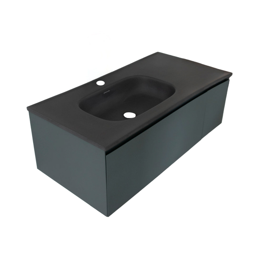 Mueble De Baño 1200X519X350Mm Lavamanos Verde Negro