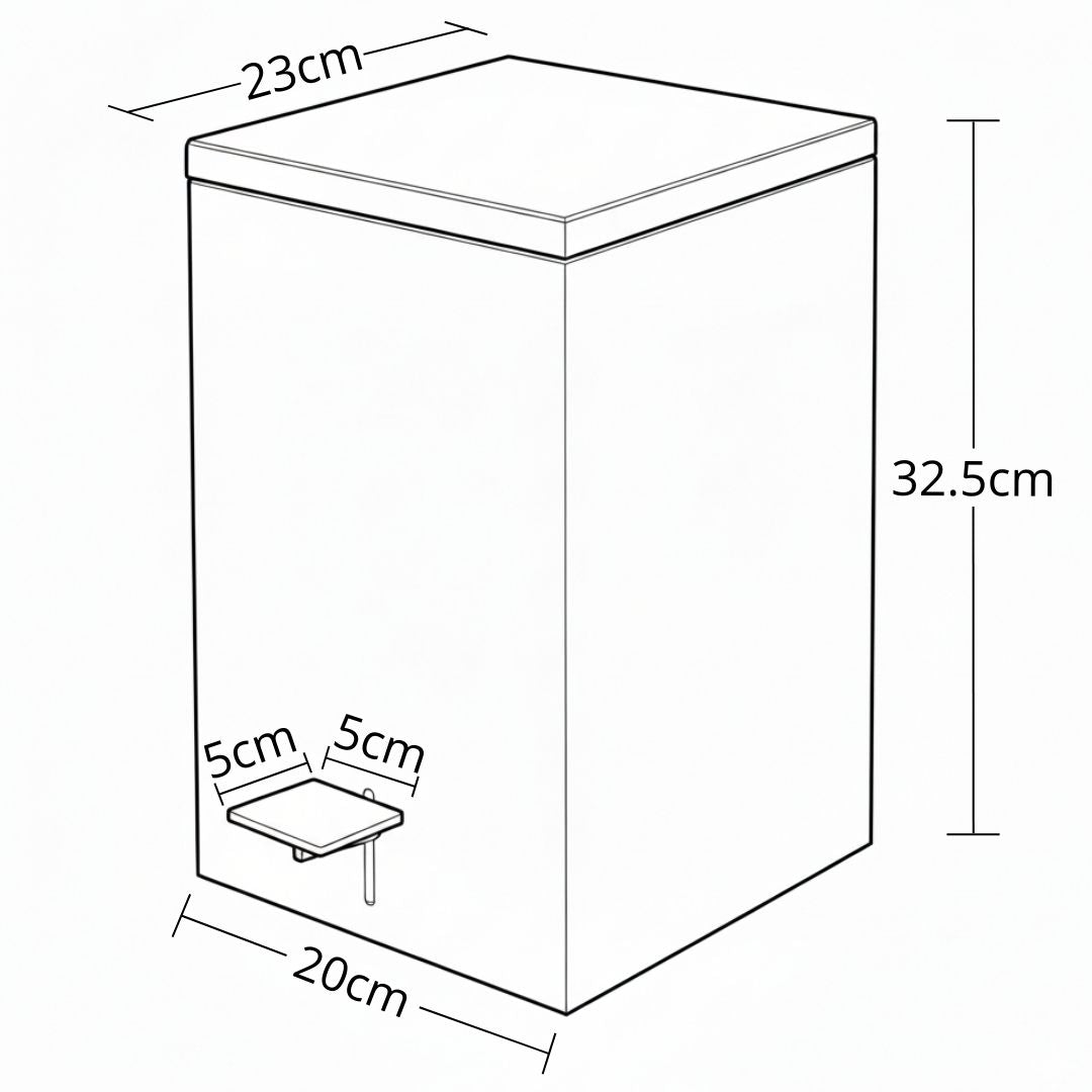 Papelera Cuadrada Con Tapa 5 Lt