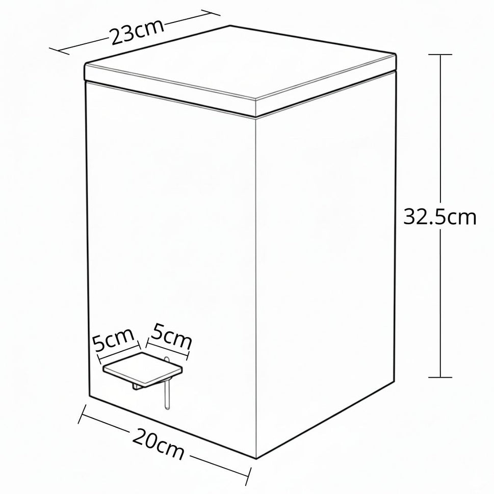 Papelera Cuadrada Con Tapa 5 Lt