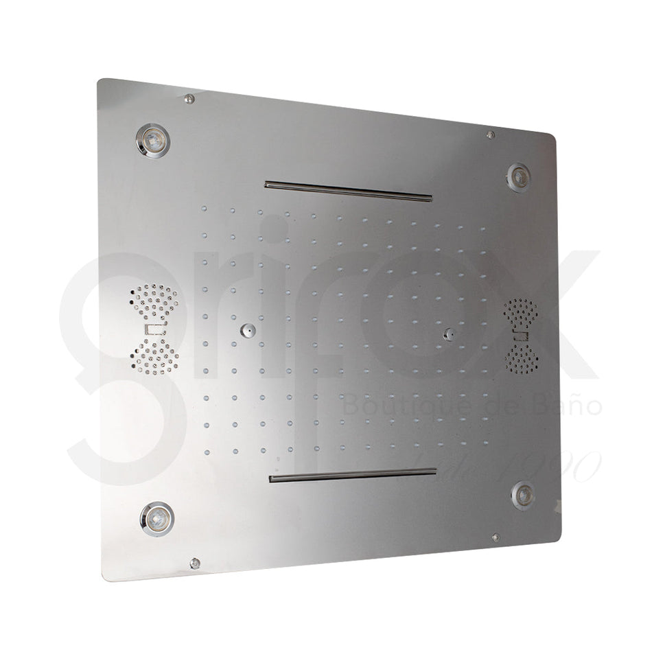 Cabeza De Ducha Rectangular Con Cascada Hidrojet Y Bluetooth Y Cromoterapia58X50Cm