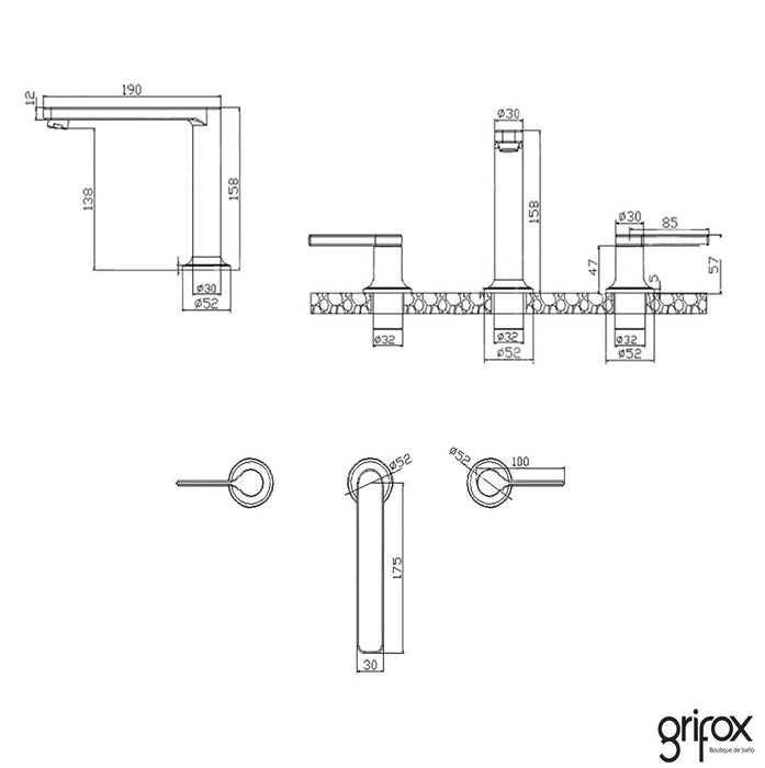 Grifería Para Baño / 2 Llaves