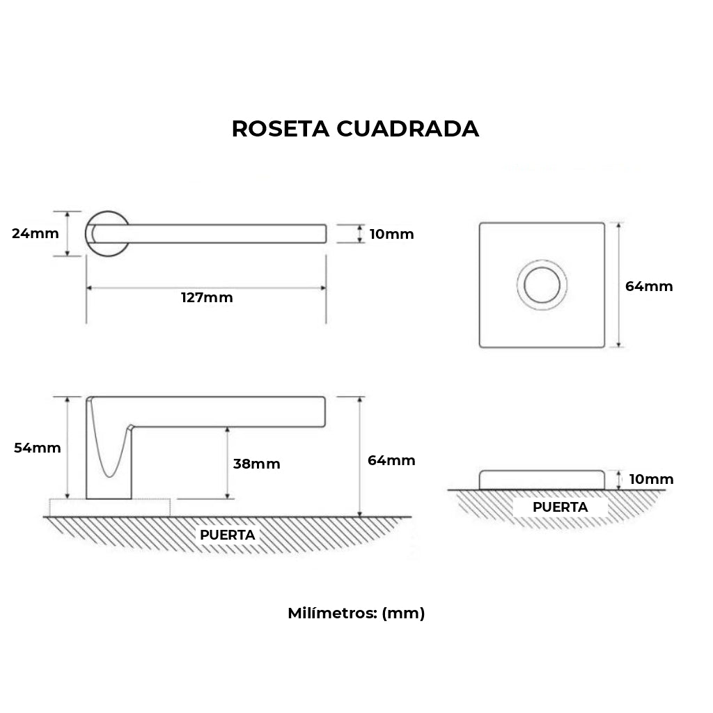 Cerradura De Palanca (Escudo Cuadrado)