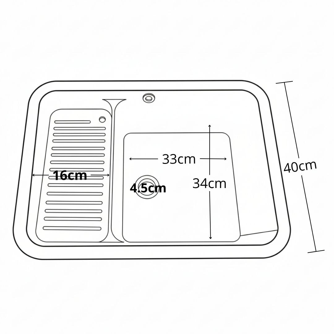 Lavadero En Porcelana Bajo Poner 55X40X22Cm