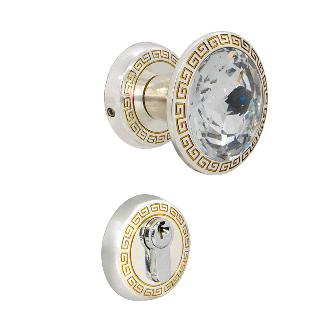 Cerradura Pomo Cristal Con Bocallaves,Mecanismo Y Cilindro Llave Normal