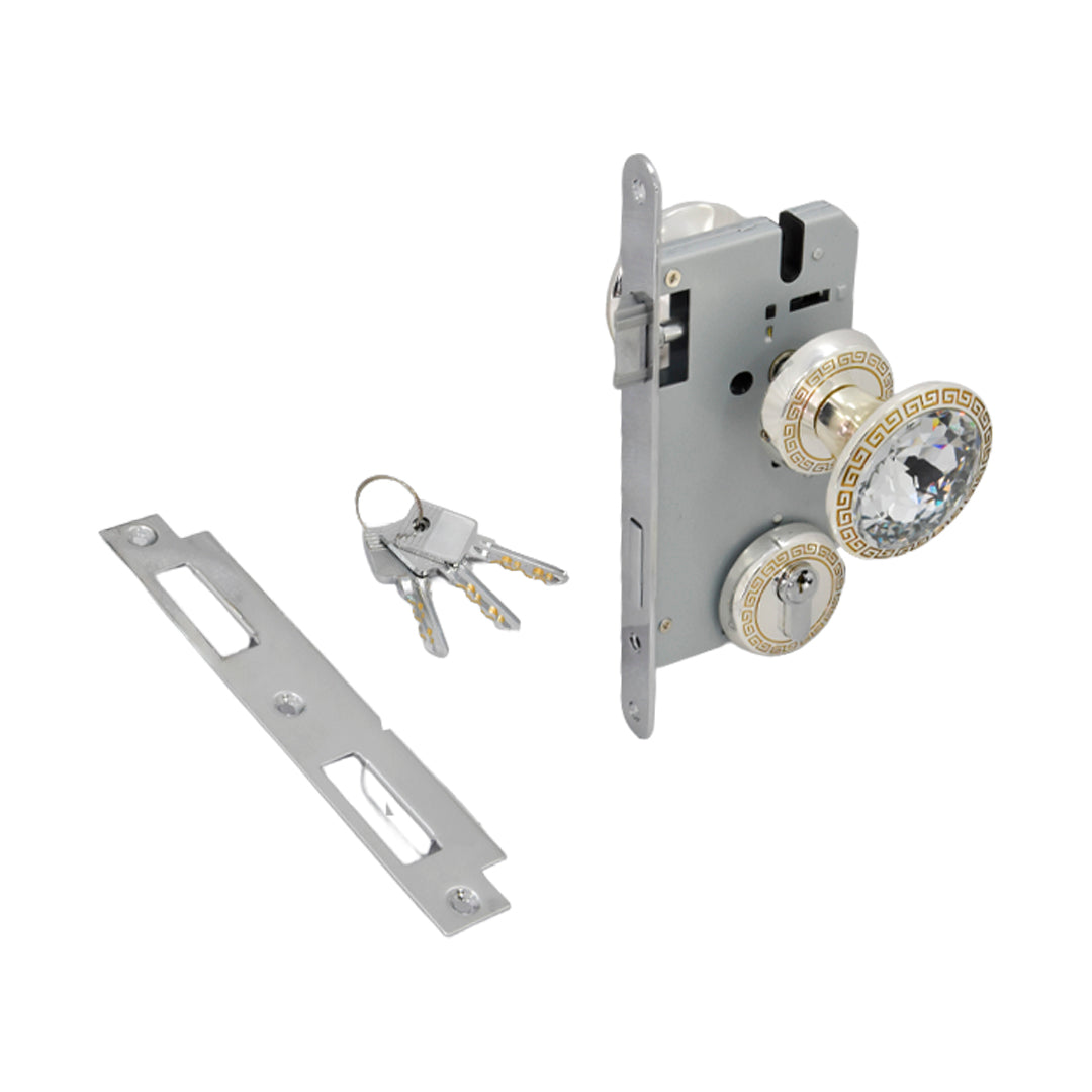 Cerradura Pomo Cristal Con Bocallaves,Mecanismo Y Cilindro Llave Normal