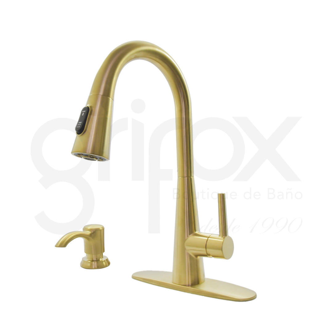 Griferia De Cocina Extraible Con Dispensdor Y Placa De 8