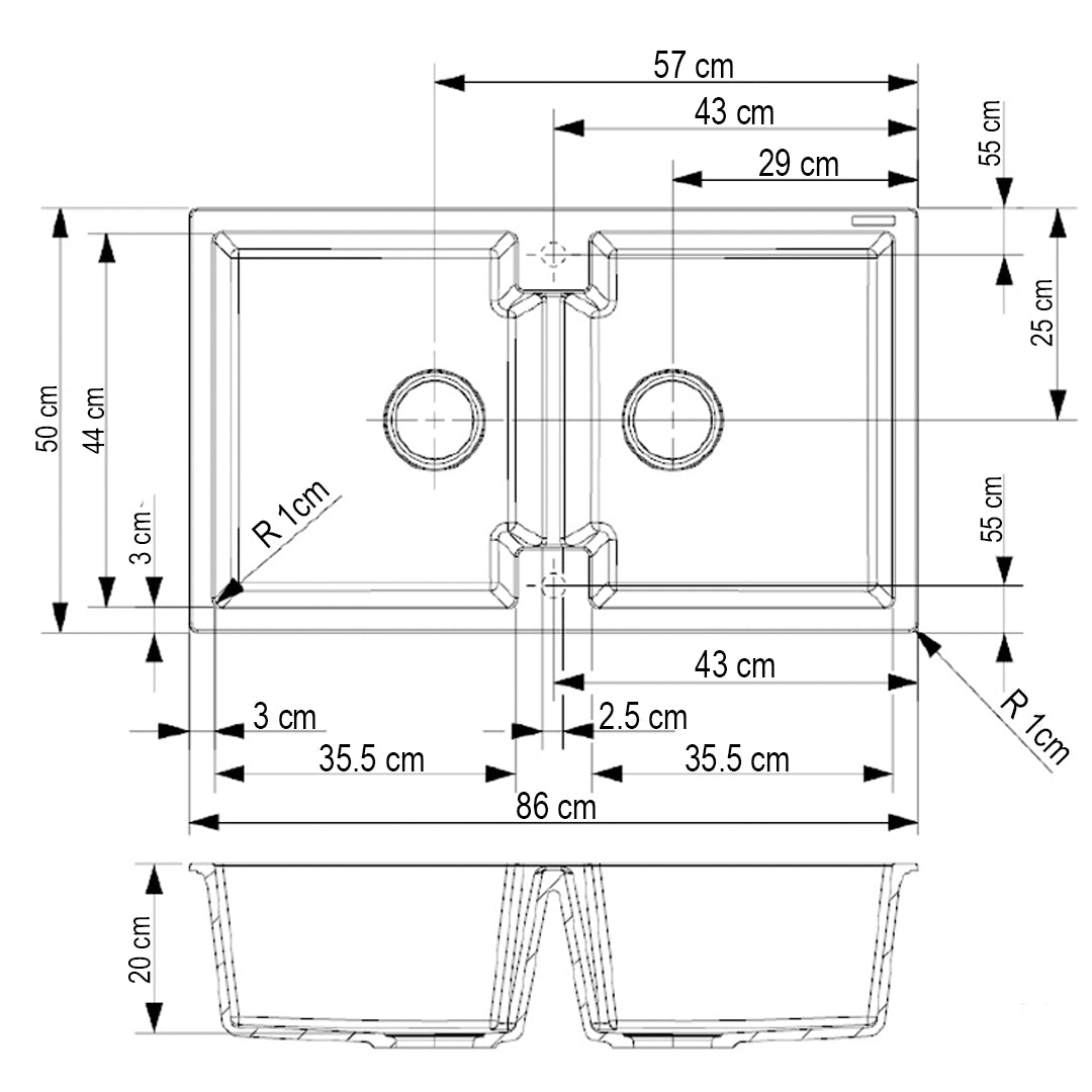 Lavaplatos Doble 860*500Mm