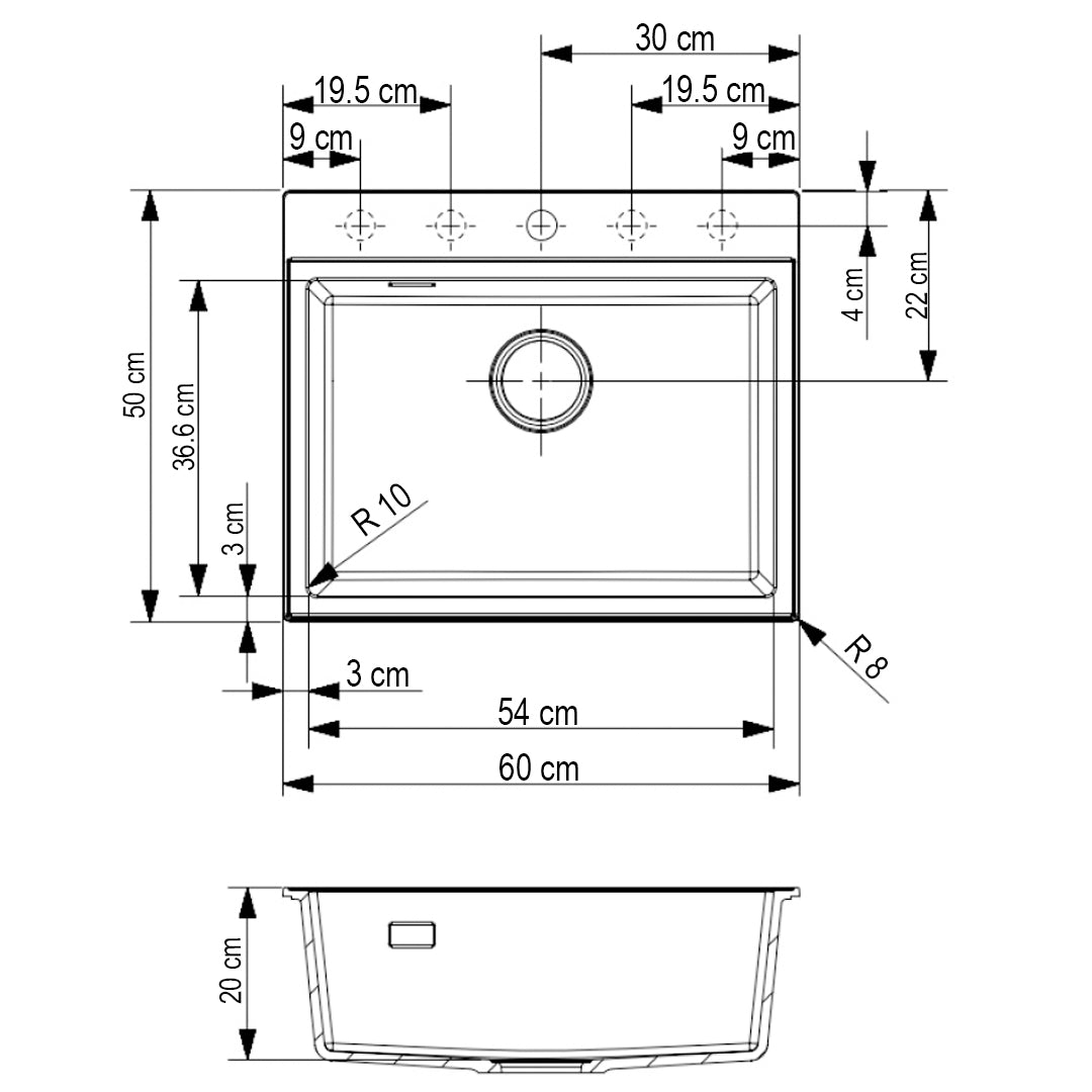 Lavaplatos De Sobreponer 54*35*20