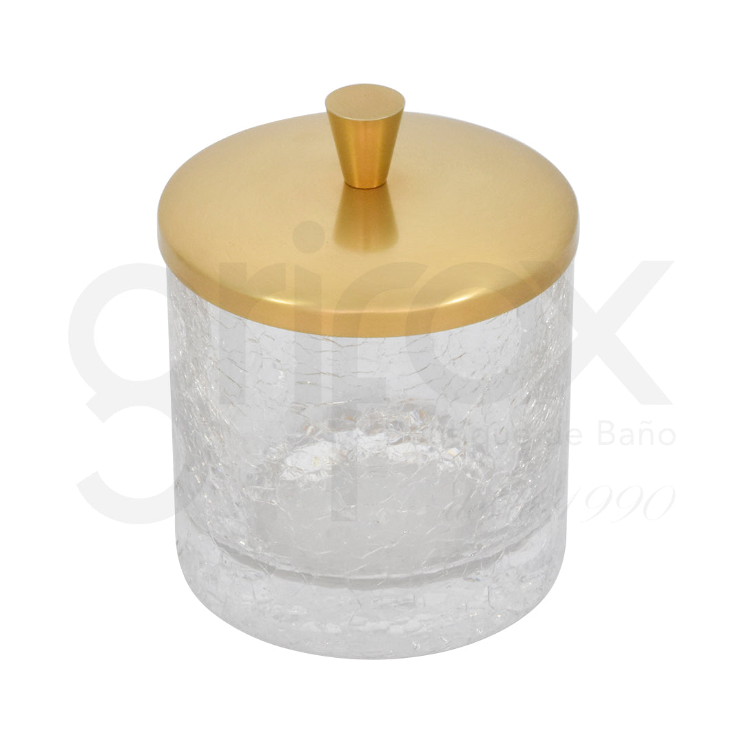 Porta Algodones Cristal Oro Mate