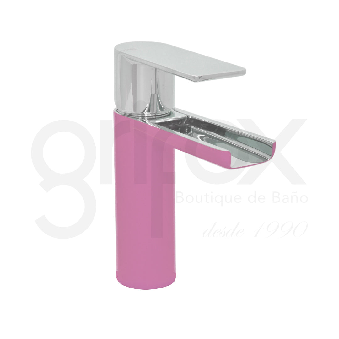 Griferia Lavamanos  Monocon Cascada Con Desague Fuccia Loft
