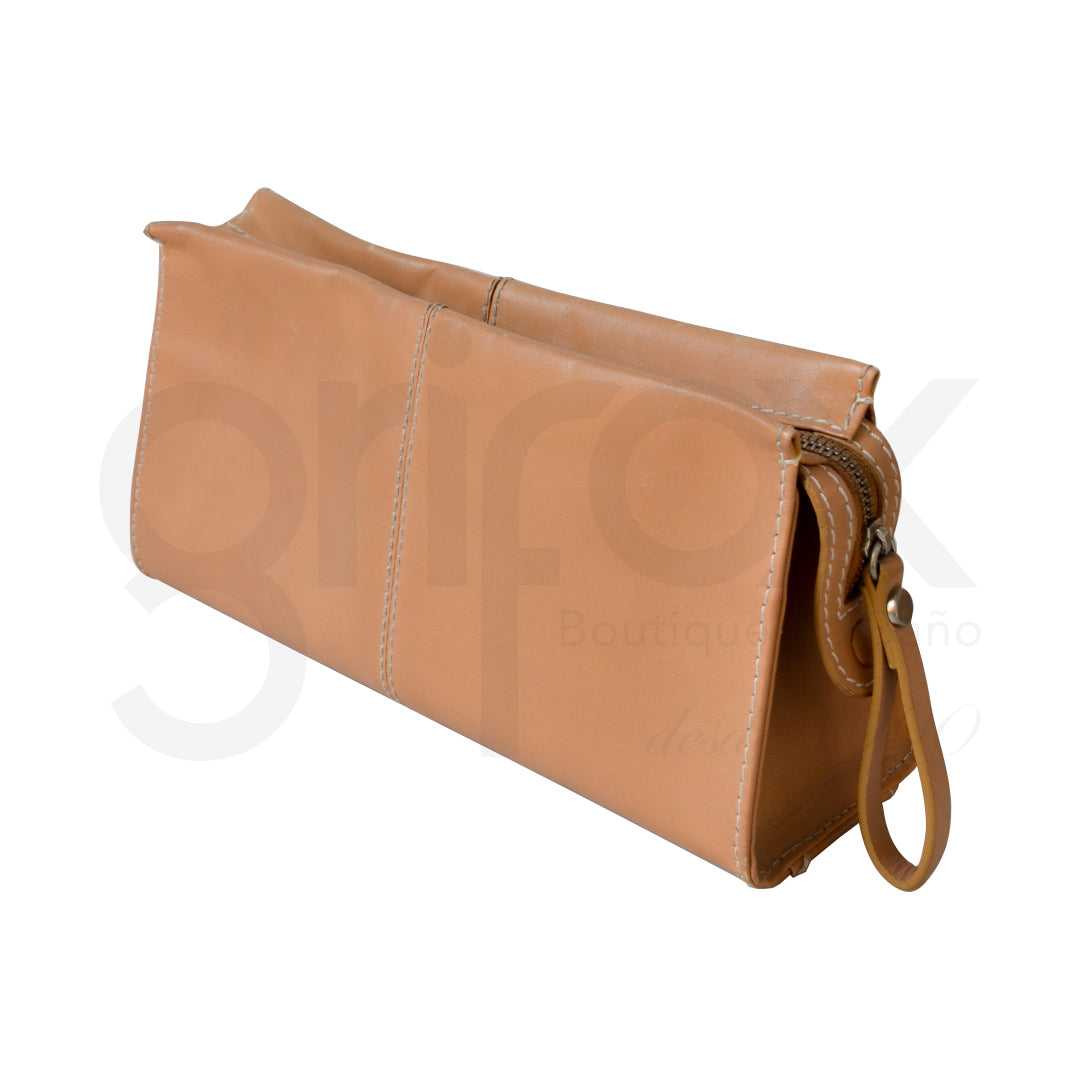 Bolso Cartera En Cuero Natural