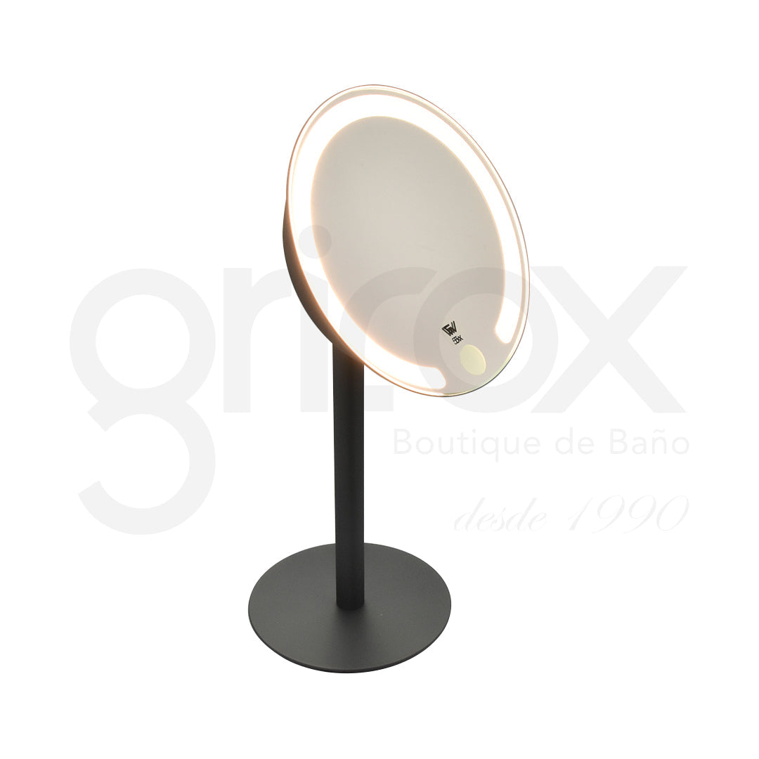 Espejo De Mesa Recargable 5X Con Luz Calida/Fría