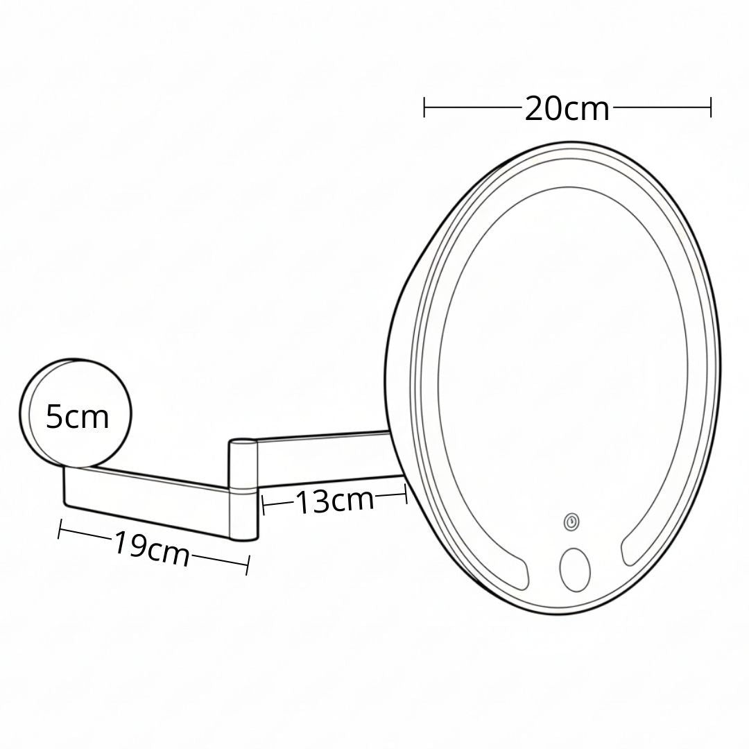 Espejo De Pared Recargable 5X Con Luz Calida/Fría