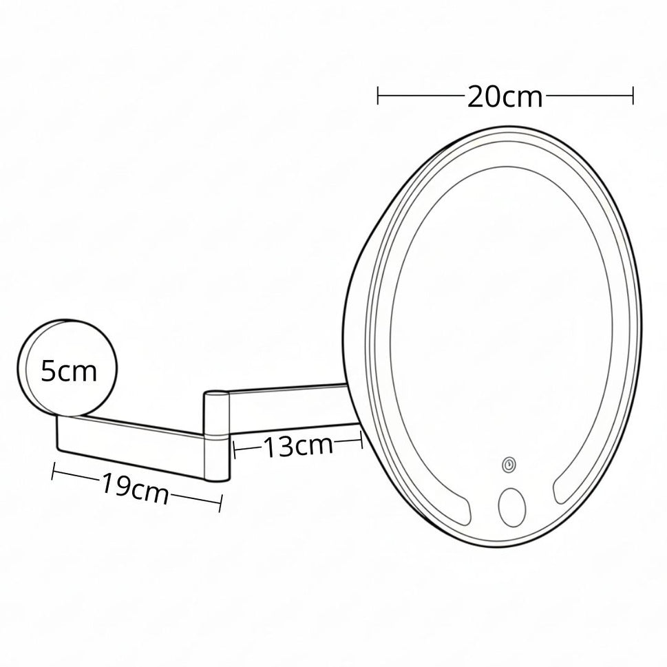 Espejo De Pared Recargable 5X Con Luz Calida/Fría