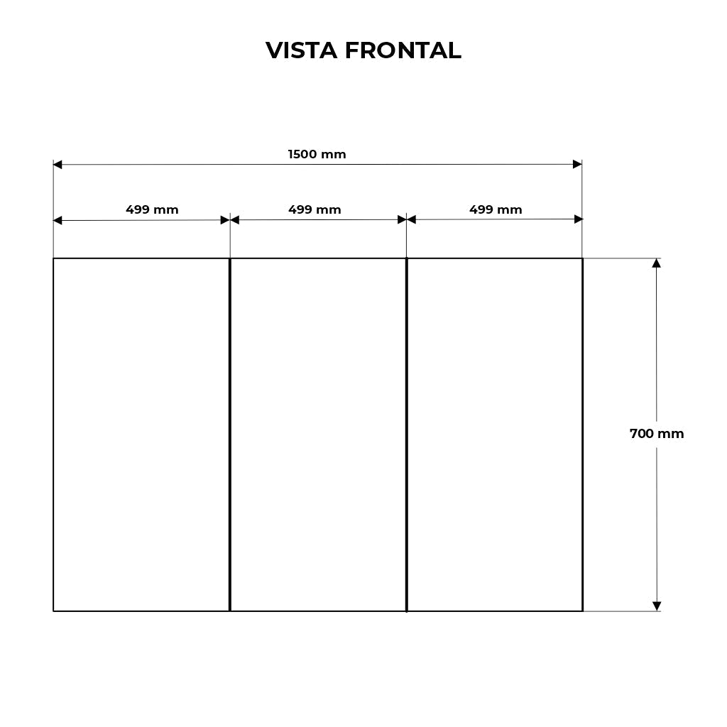 Gabinete Con Luz 1500 X700 Mm 3 Puertas, 6 Repisas En Vidrio