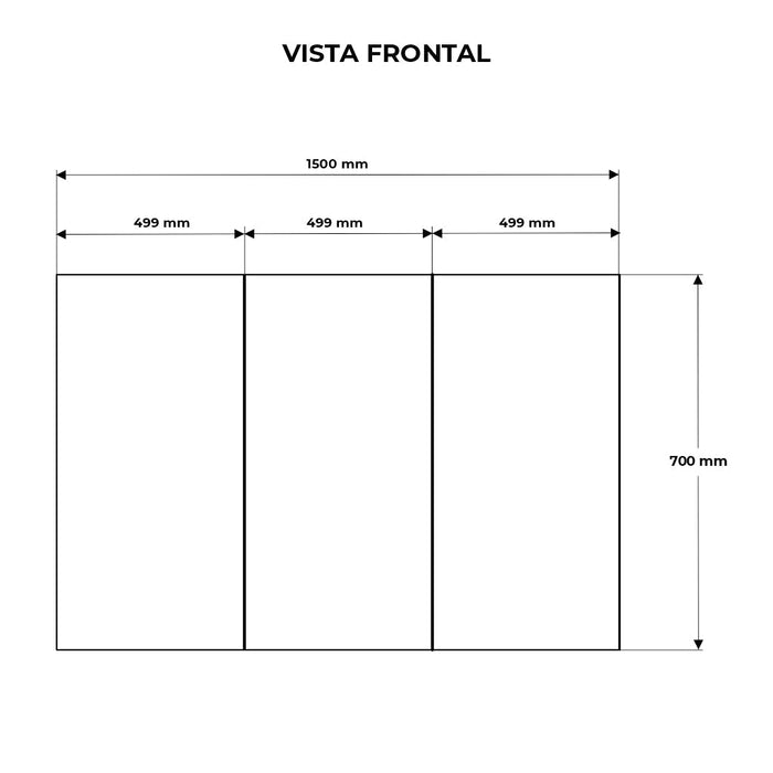 Gabinete Con Luz 1500 X700 Mm 3 Puertas, 6 Repisas En Vidrio